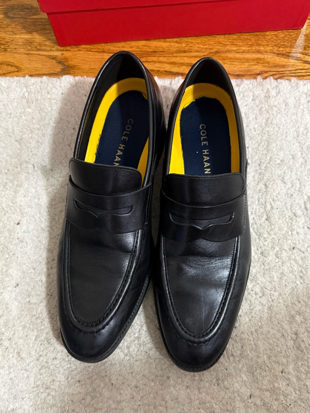 Cole Haan Black Leather Penny Loafers